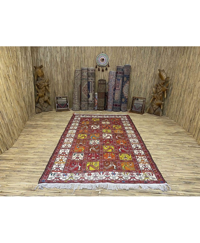 Handmade Hakkari Sumak Original Silk On Cotton Kilim – FREE SHIPPING..!